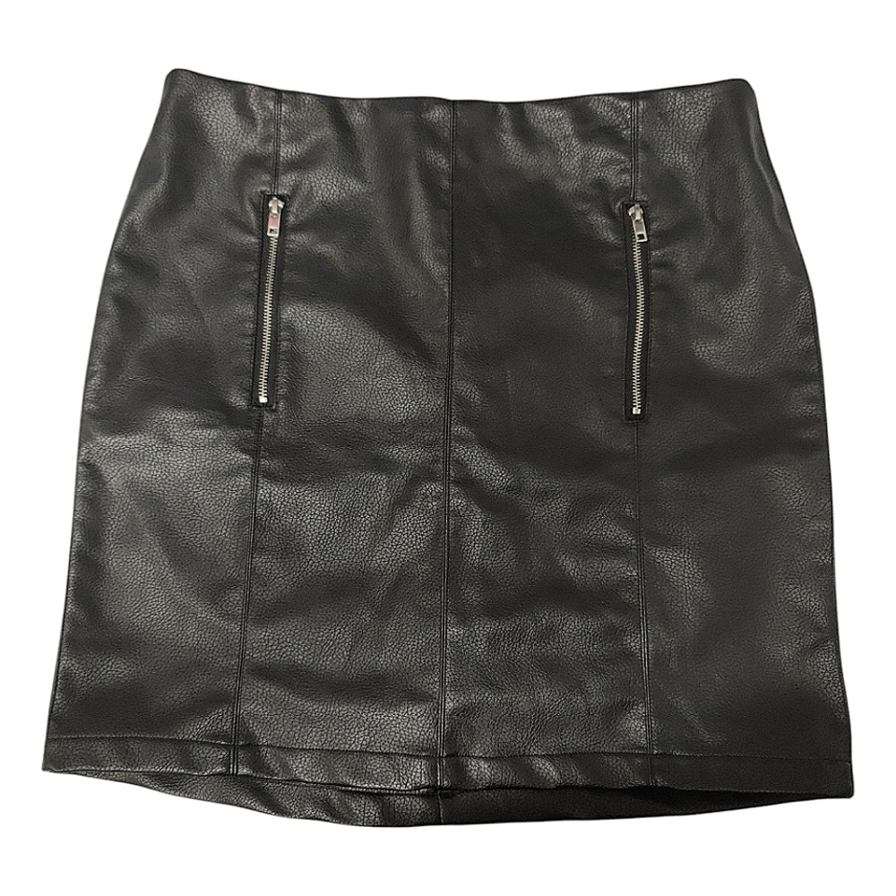 Kendall and Kylie Medium Black Faux Leather Mini Skirt